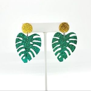 Glitter Leaf Earrings